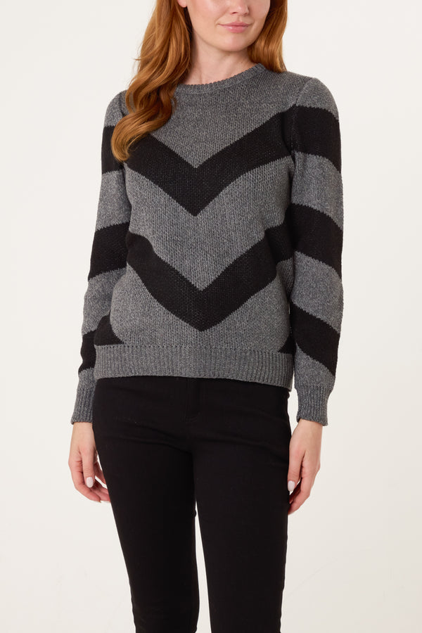 qed london Chevron Stripe Jumper