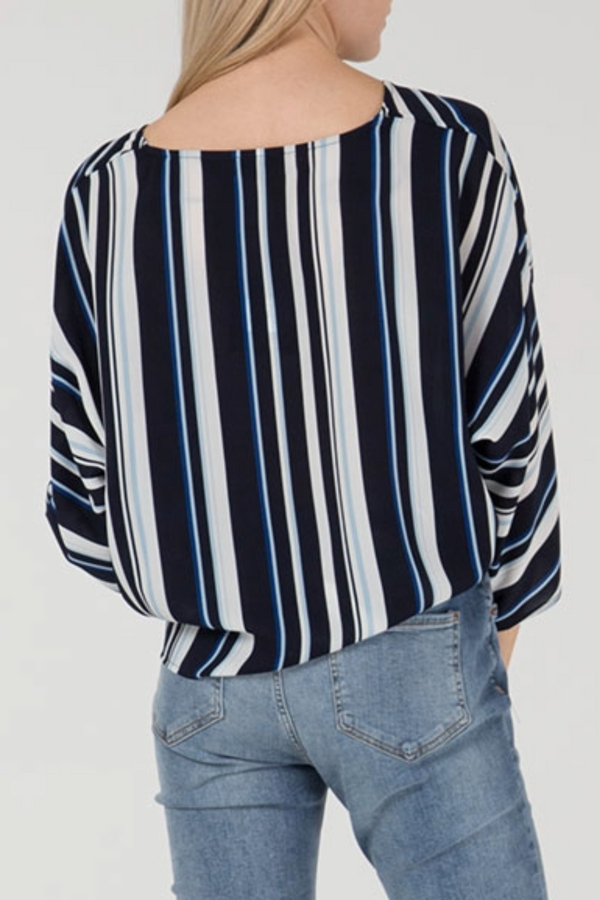 Qed London Chevron Tie Front Top