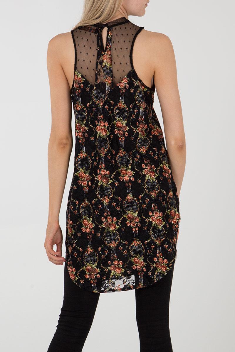 Qed London Chiffon Hem Printed Top