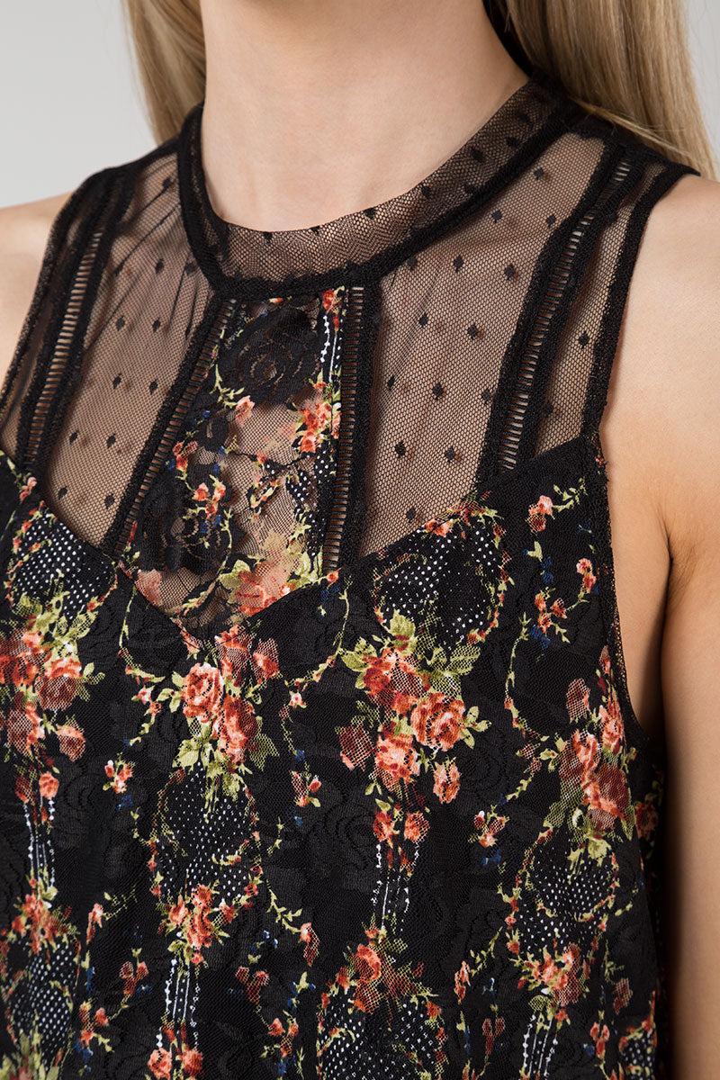 Qed London Chiffon Hem Printed Top