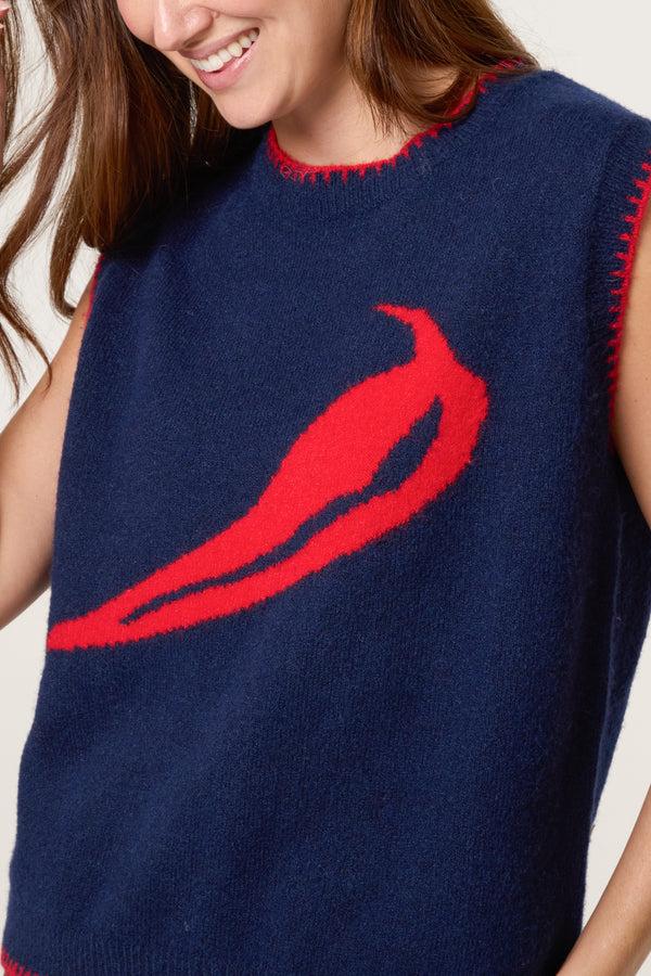 Qed London Chilli Pepper Stitch Hem Knit Vest