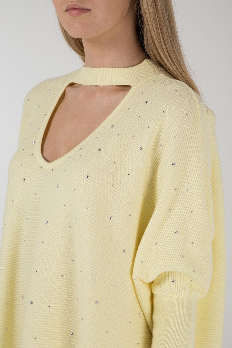 Qed London Choker Neck Diamante Jumper Dress