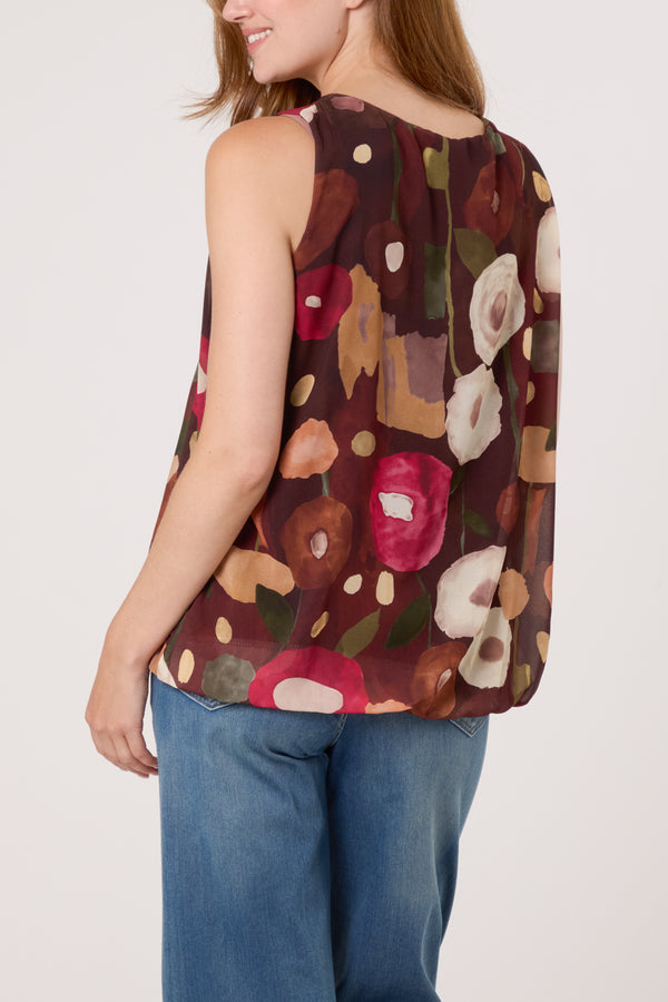 Qed London Circles Sleeveless Bubble Hem Top