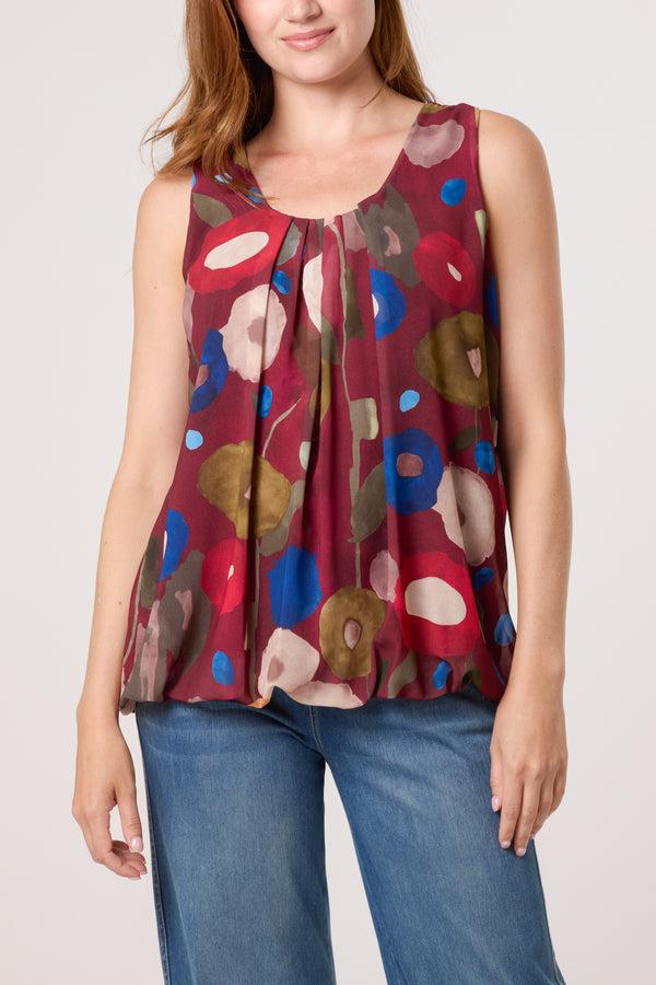 Qed London Circles Sleeveless Bubble Hem Top