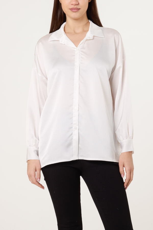 Qed London Collar Button Through Satin Shirt