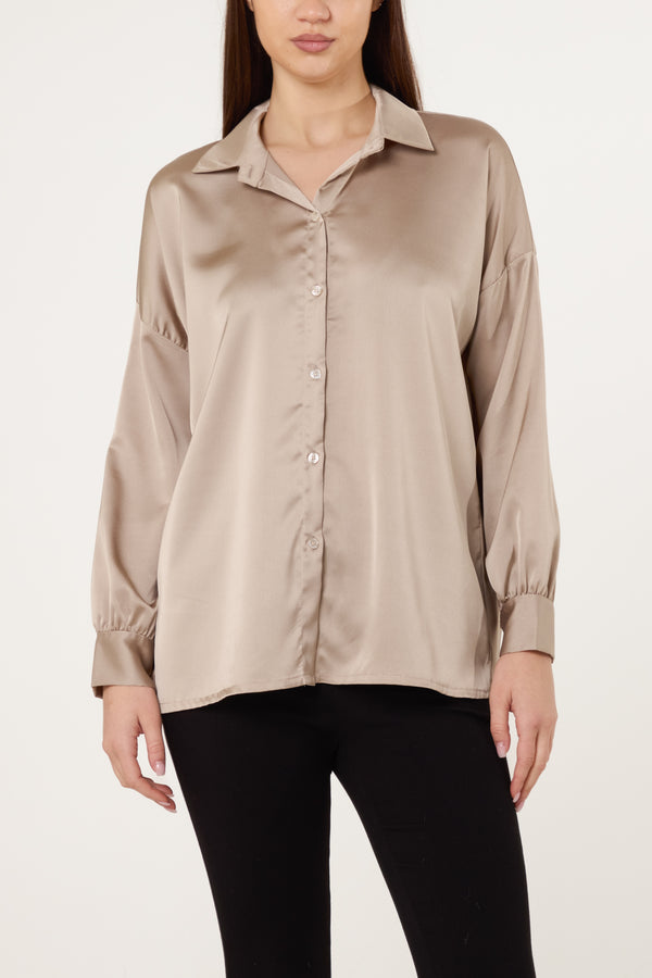qed london Collar Button Through Satin Shirt