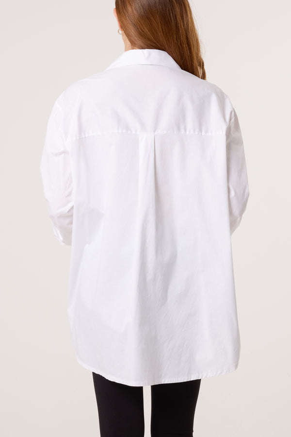 Qed London Collar High Low Poplin Shirt