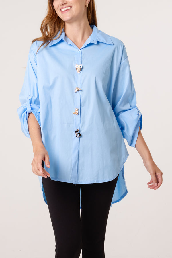 Qed London Collar High Low Poplin Shirt