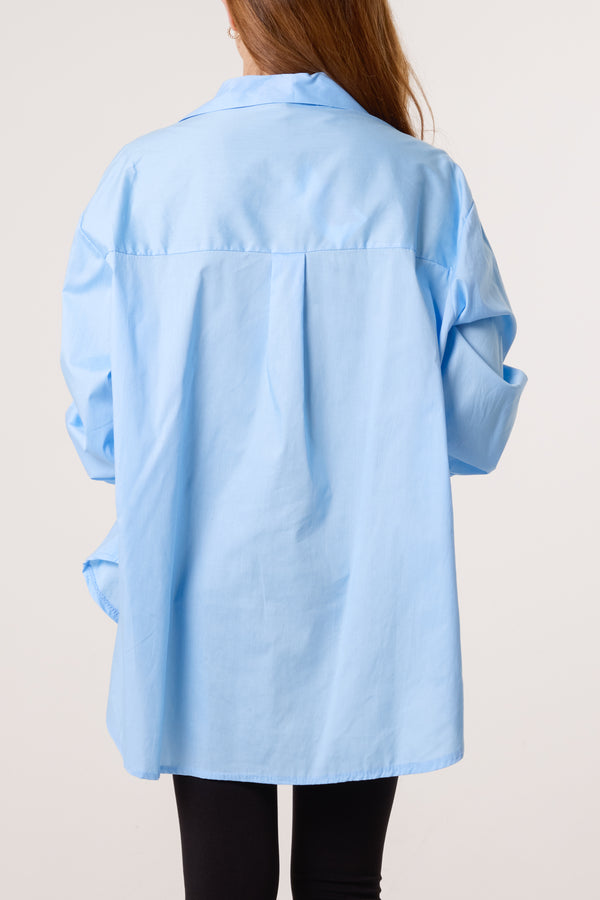 Qed London Collar High Low Poplin Shirt