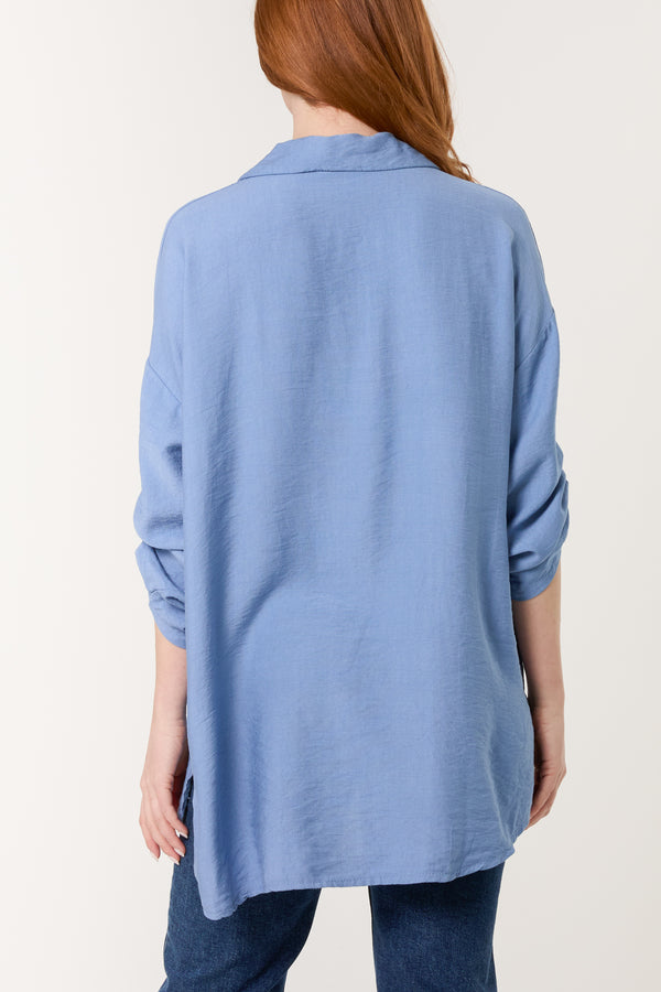 Qed London Collar Roll Sleeve Shell Button Shirt