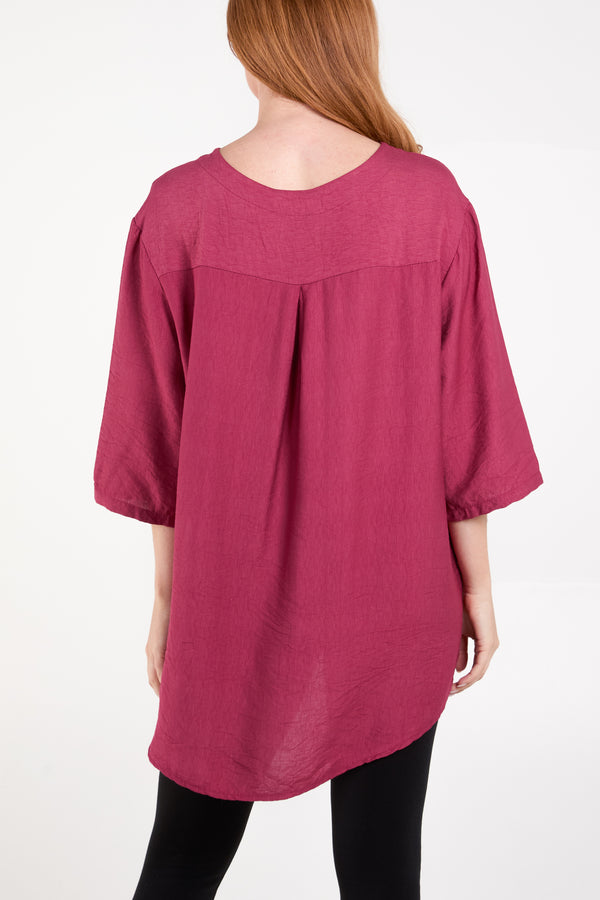 Qed London Collarless Button Front Blouse