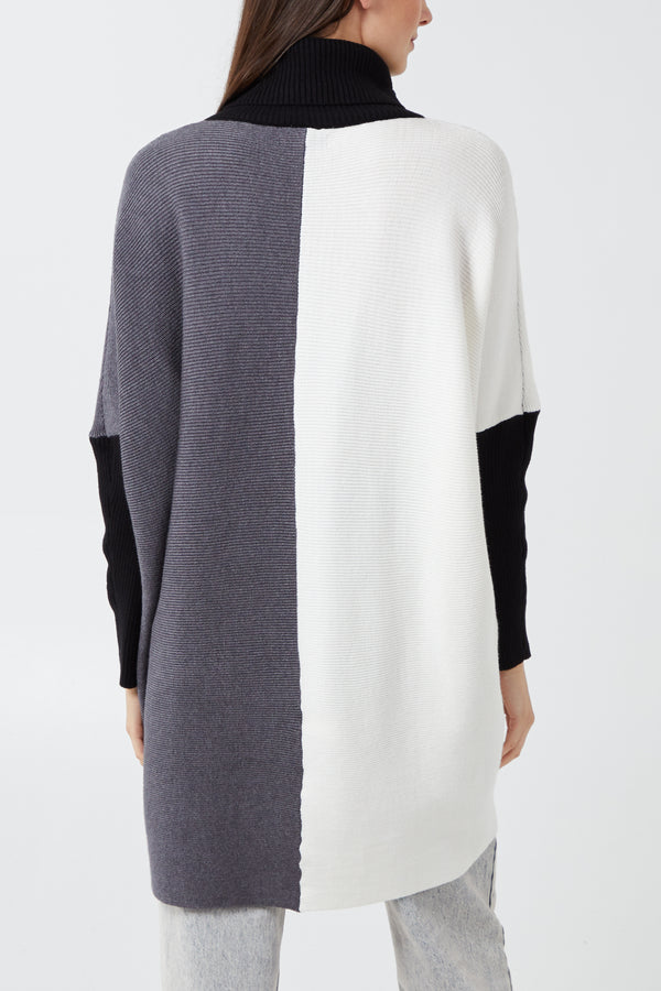Qed London Colour Block Chevron Rib Tunic