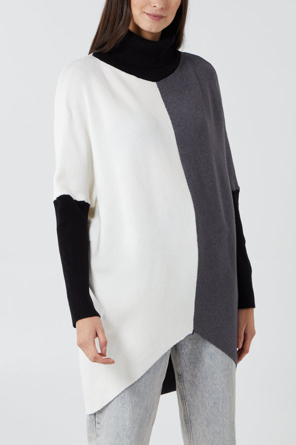 qed london Colour Block Chevron Rib Tunic
