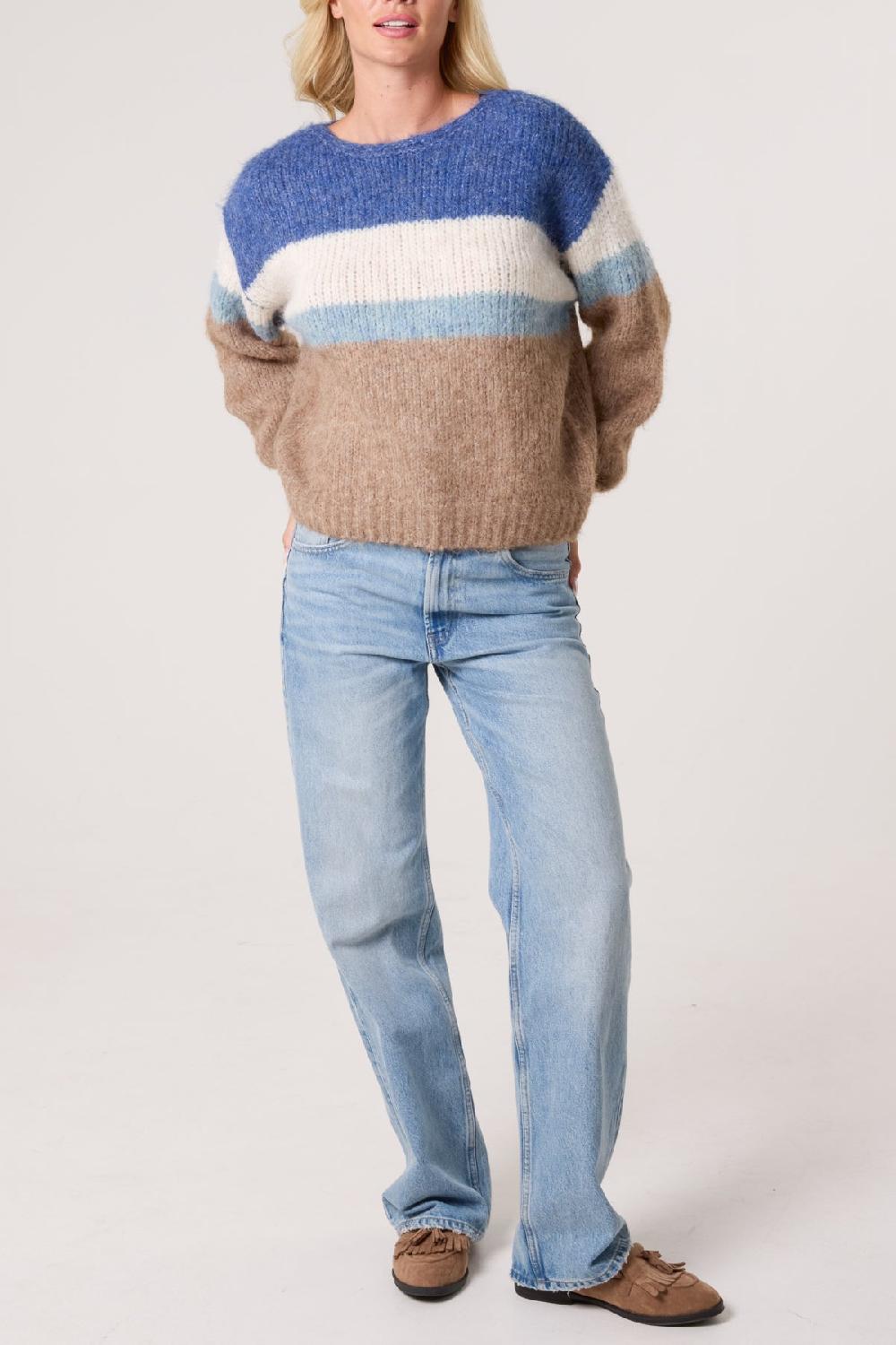 Qed London Colour Block Knit Jumper
