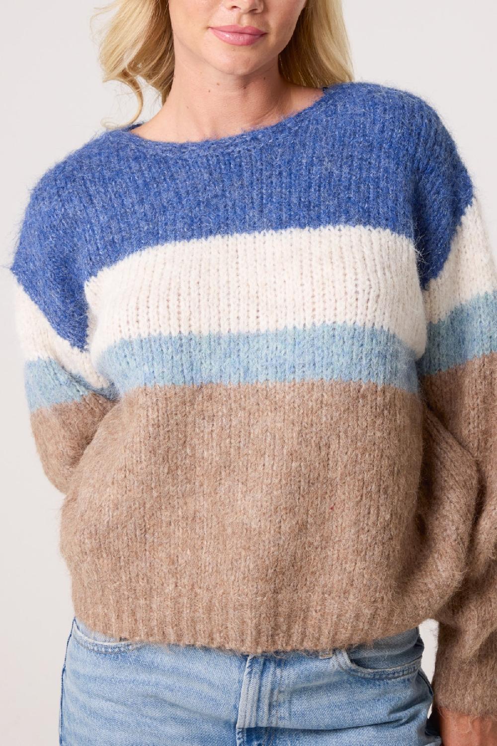 Qed London Colour Block Knit Jumper