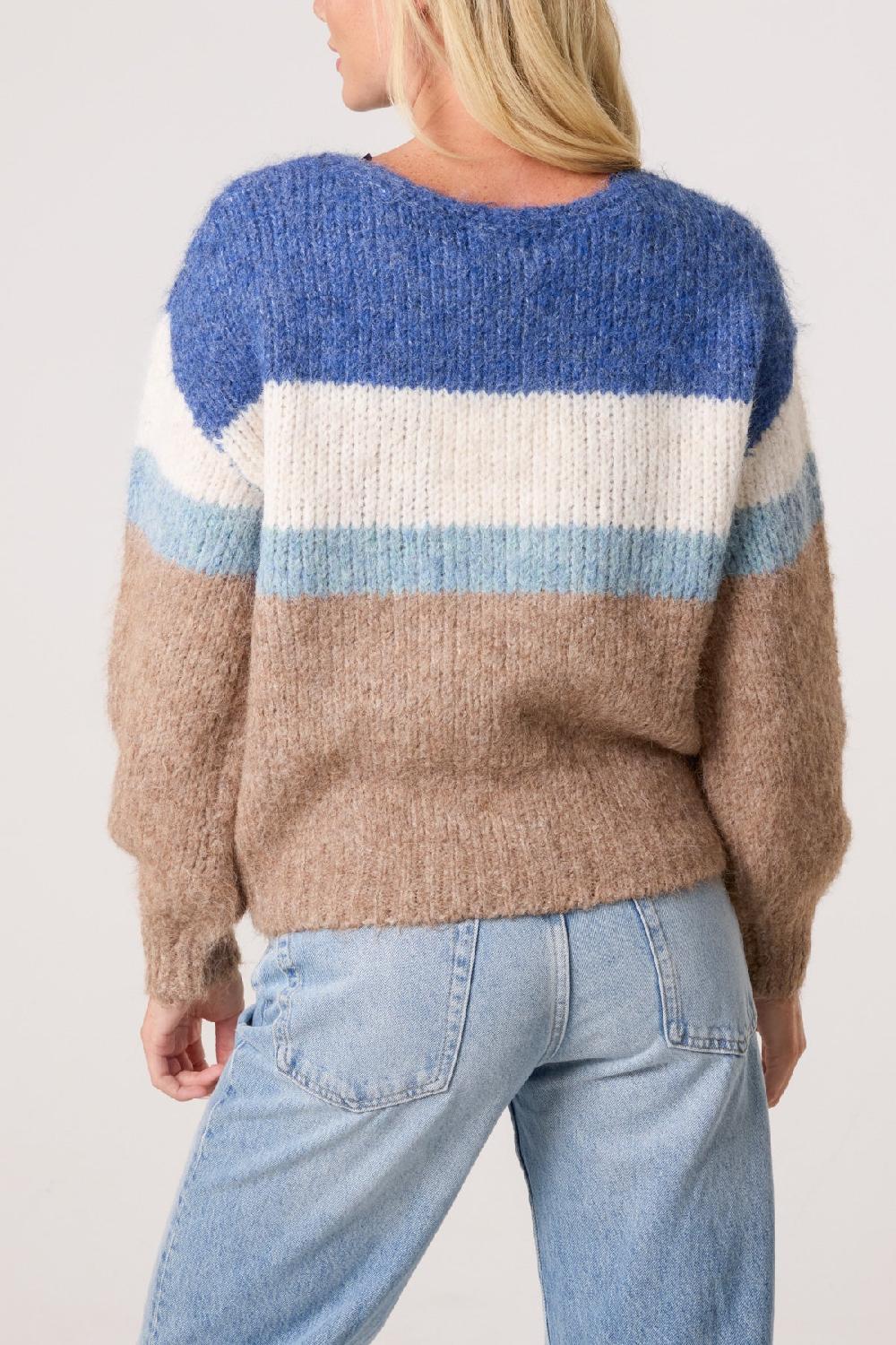 Qed London Colour Block Knit Jumper