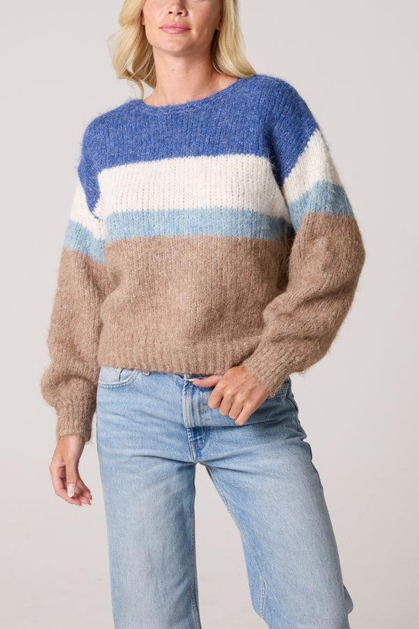 qed london Colour Block Knit Jumper