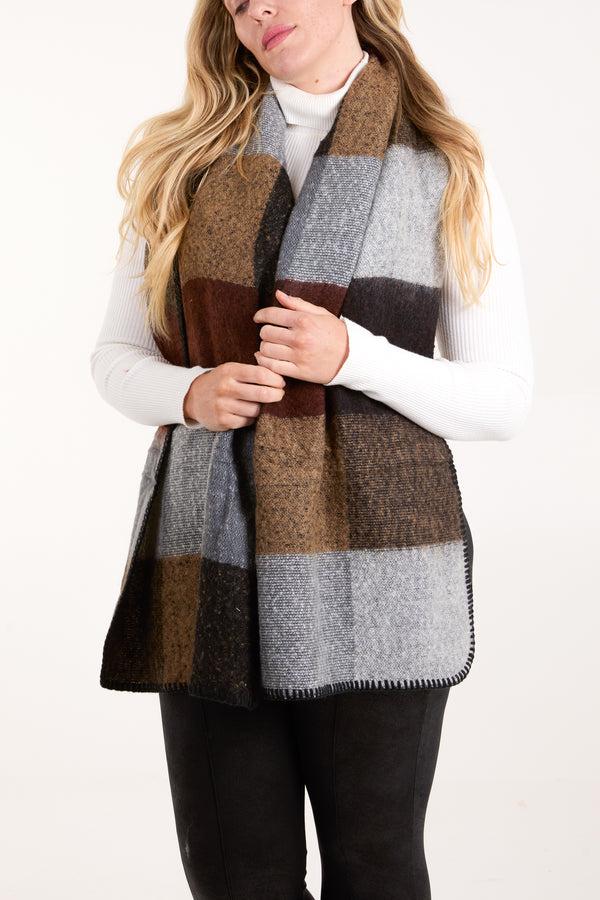 Qed London Colour Block Stitch Hem Scarf