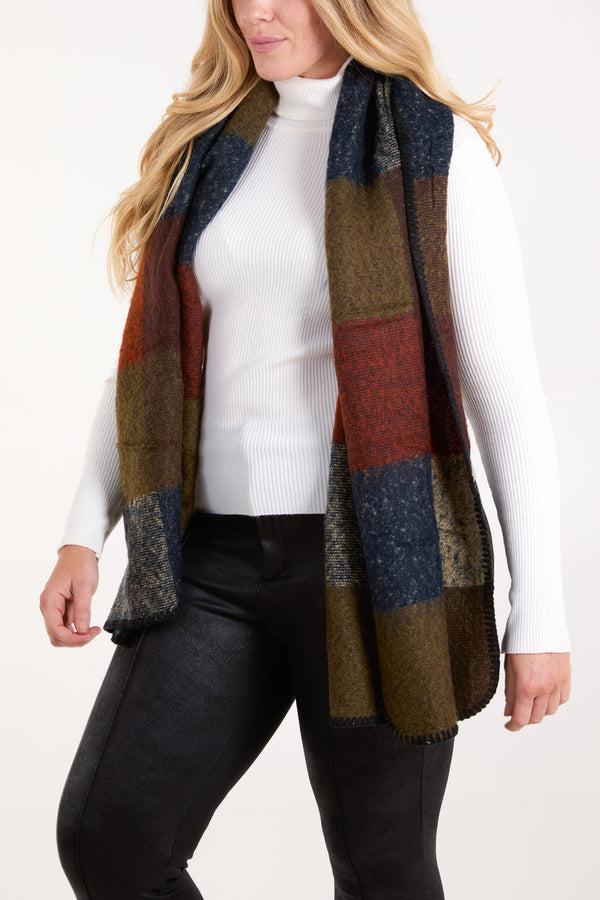 qed london Colour Block Stitch Hem Scarf