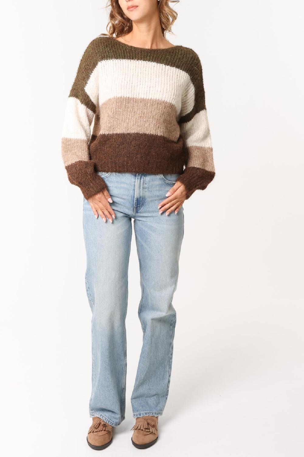 Qed London Colour Block Stripe Knit Jumper