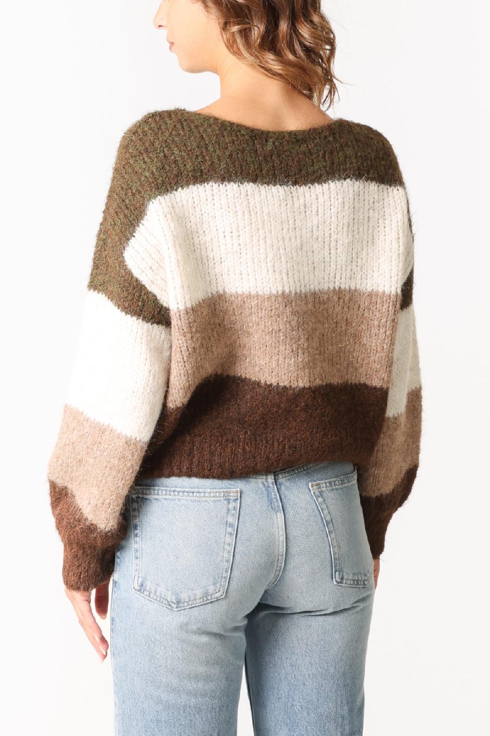 Qed London Colour Block Stripe Knit Jumper
