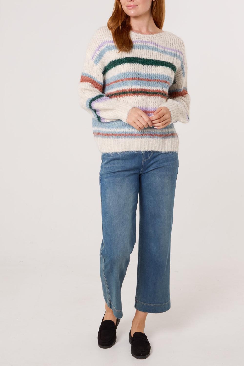 Qed London Colourful Striped Knit Jumper