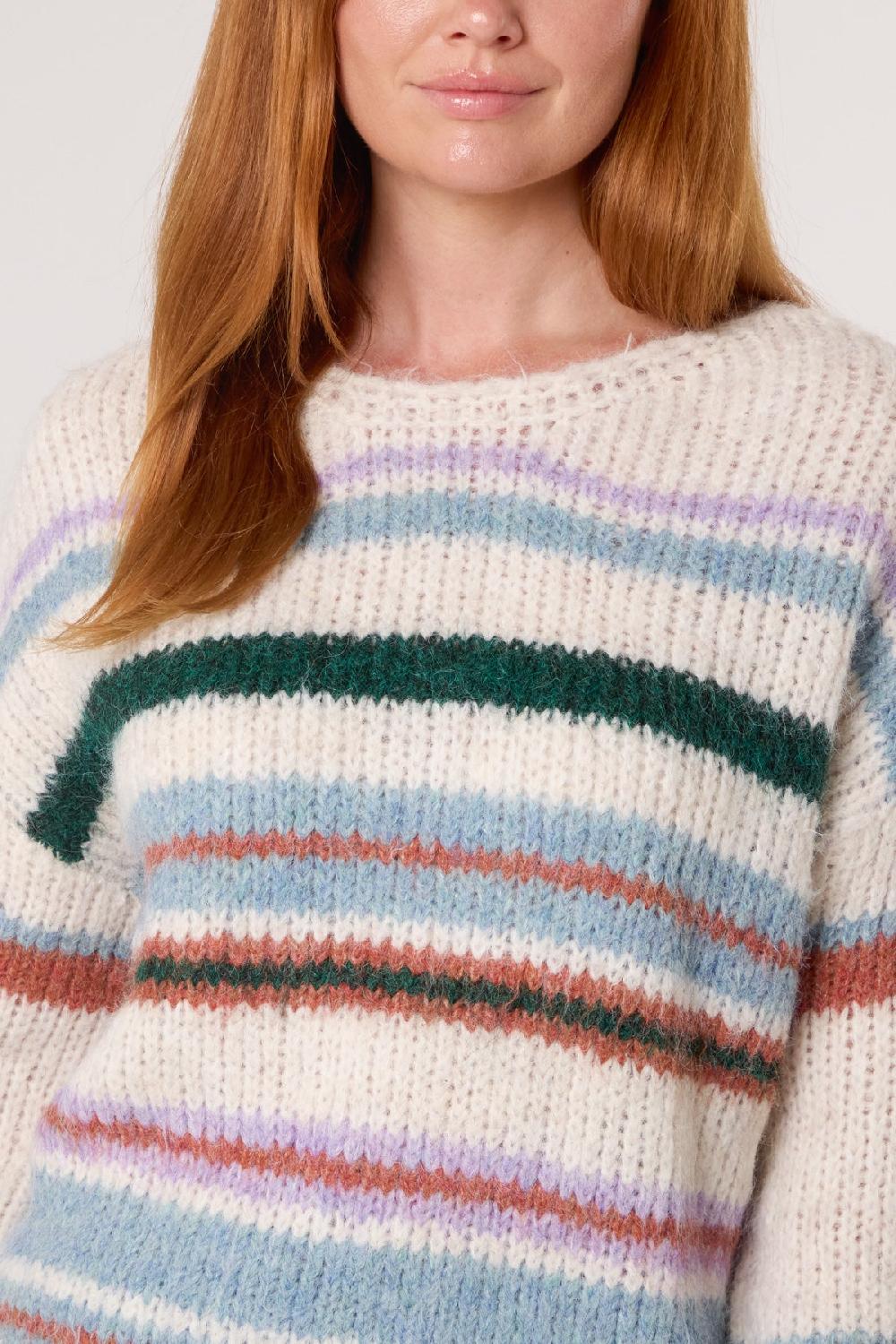 Qed London Colourful Striped Knit Jumper
