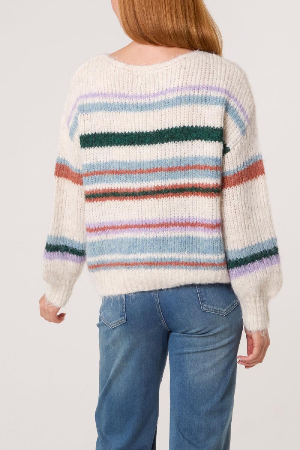 Qed London Colourful Striped Knit Jumper