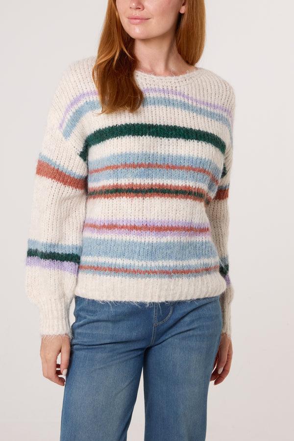 qed london Colourful Striped Knit Jumper