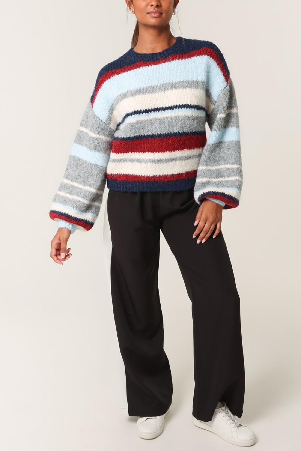 Qed London Colourful Striped Knitted Jumper