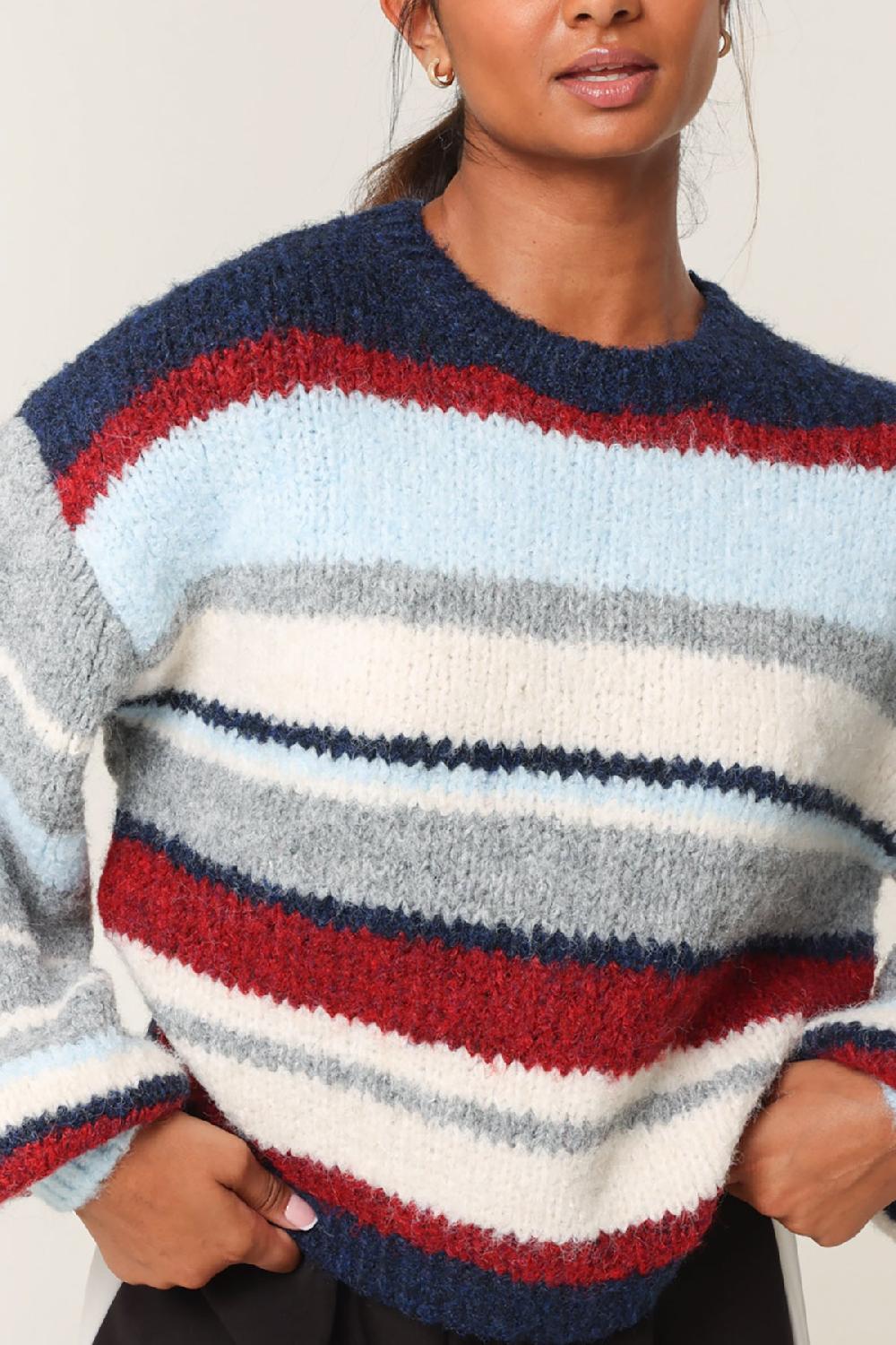 Qed London Colourful Striped Knitted Jumper