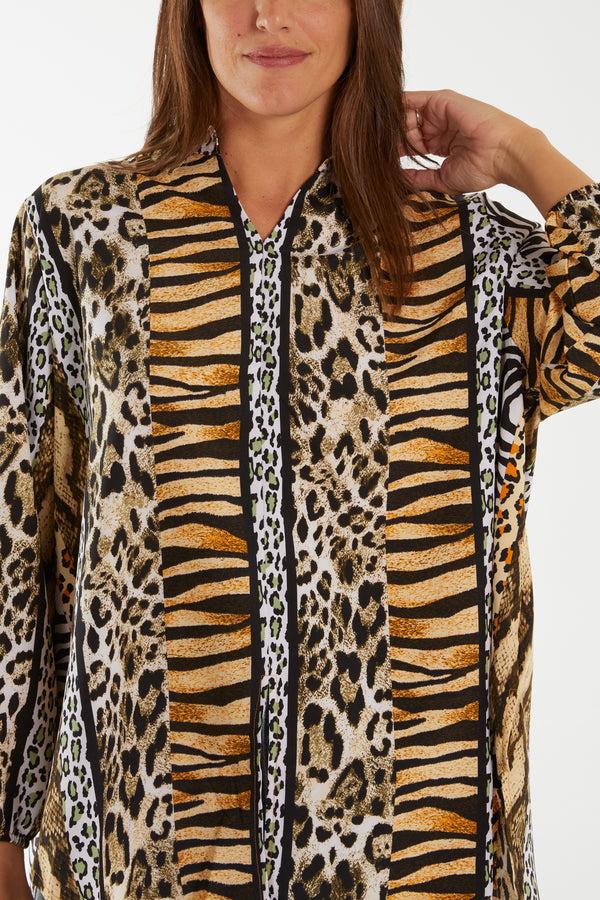 Qed London Combined Animal Print Shirt