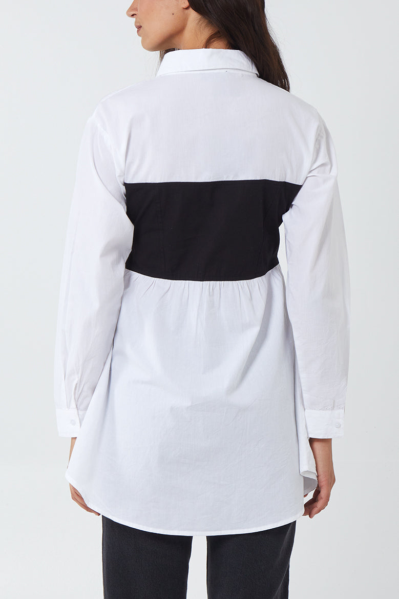 Qed London Contrast Panel Shirt Dress