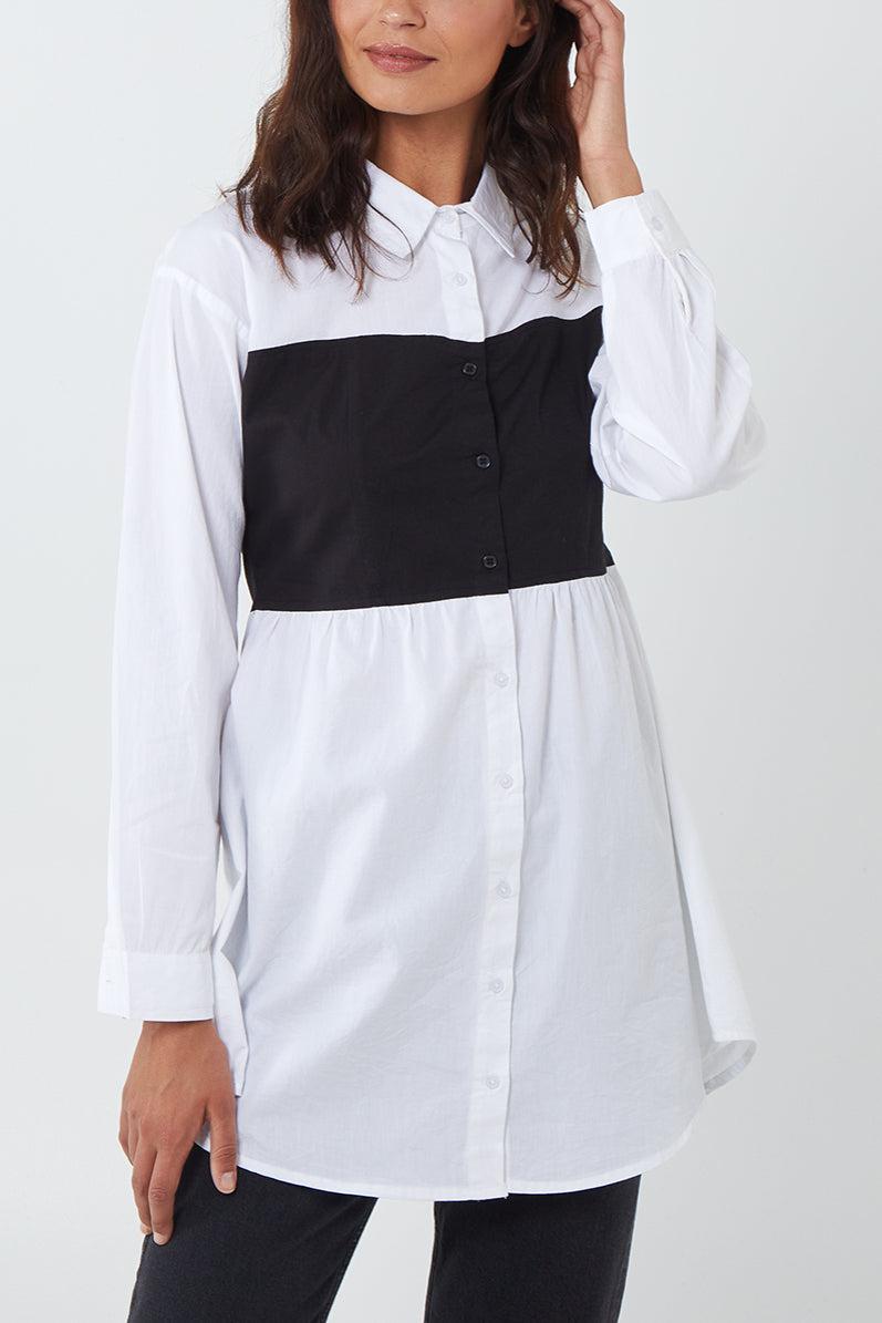 qed london Contrast Panel Shirt Dress