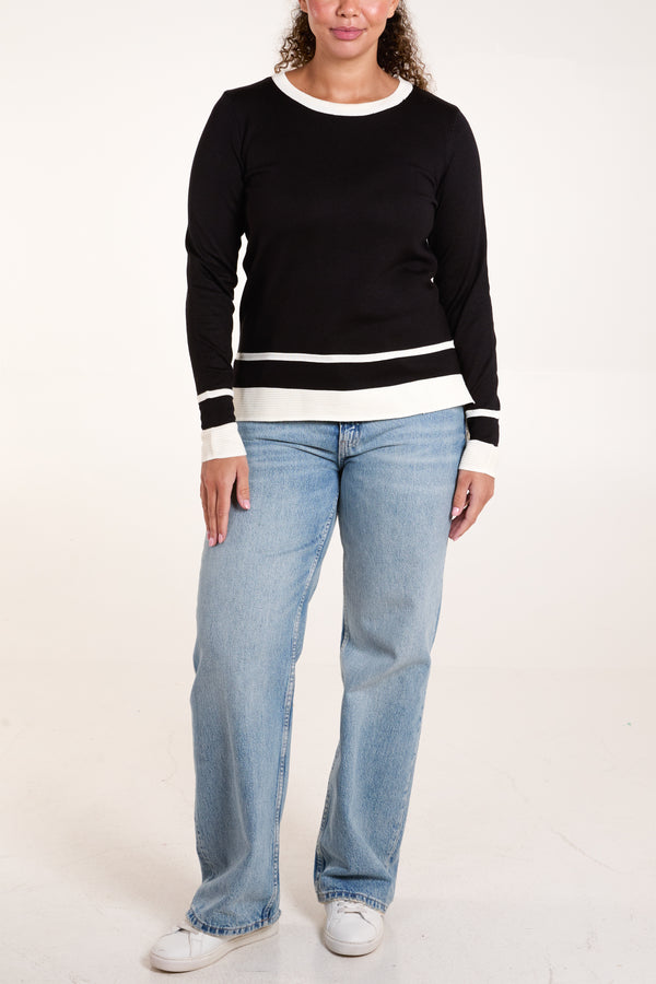 Qed London Contrast Rib Jumper