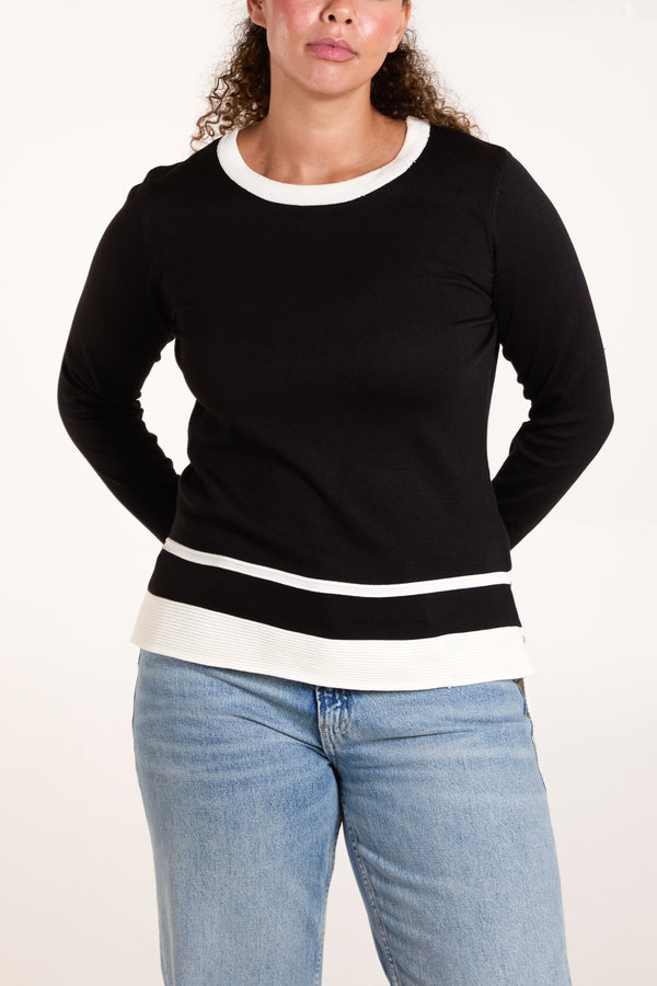 qed london Contrast Rib Jumper