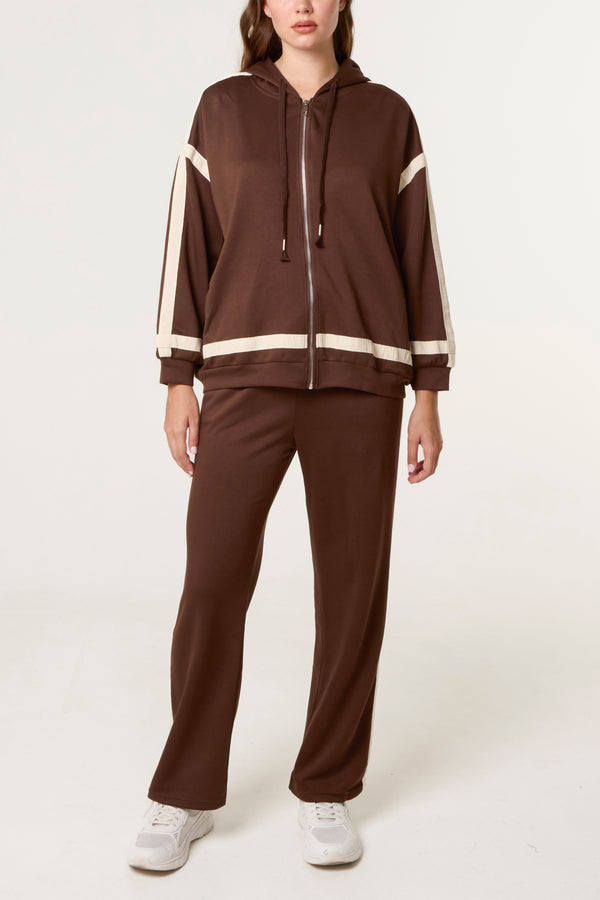 Qed London Contrast Stripe Hoodie & Jogger Set