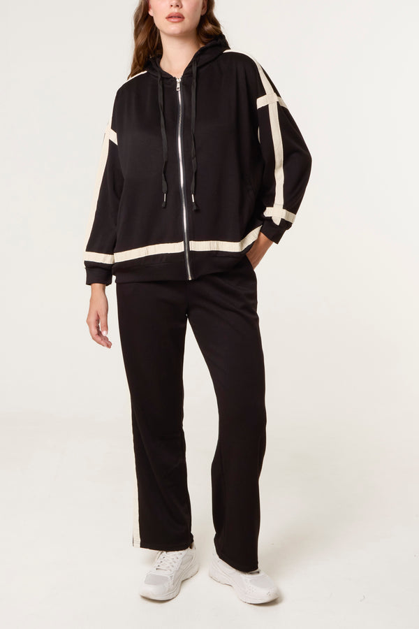 qed london Contrast Stripe Hoodie & Jogger Set