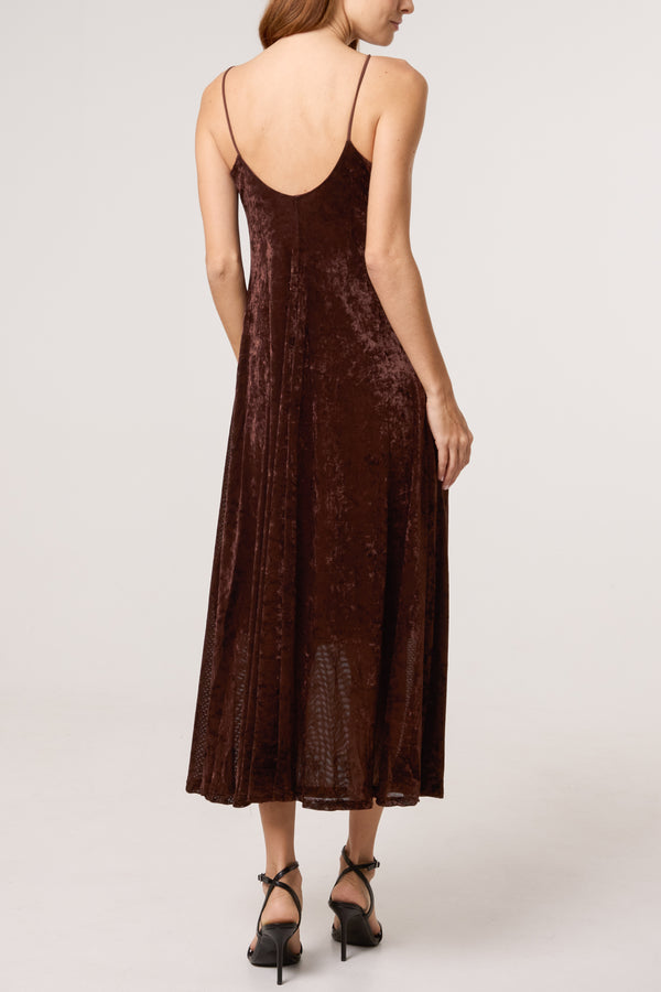 Qed London Cowl Neck Cami Velvet Midi Dress
