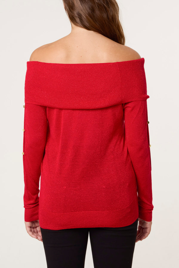 Qed London Cowl Neck Cut Out Sleeve Top