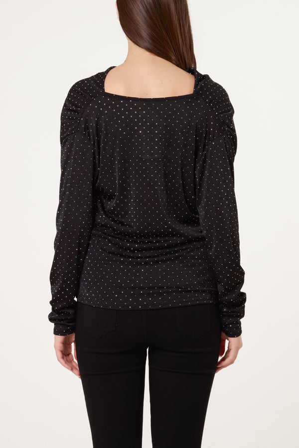 Qed London Cowl Neck Diamante Blouse