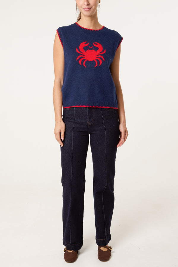 Qed London Crab Stitch Hem Knit Vest