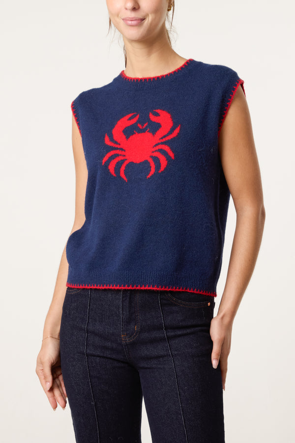 qed london Crab Stitch Hem Knit Vest