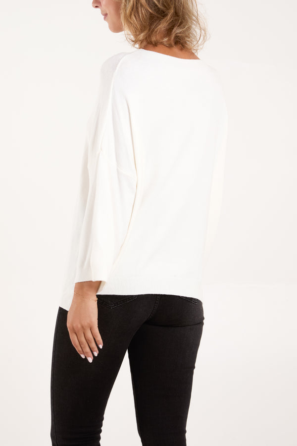 Qed London Crew Neck Drop Sleeve Jumper