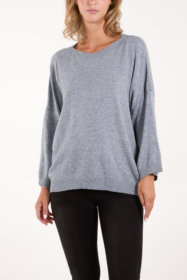 qed london Crew Neck Drop Sleeve Jumper