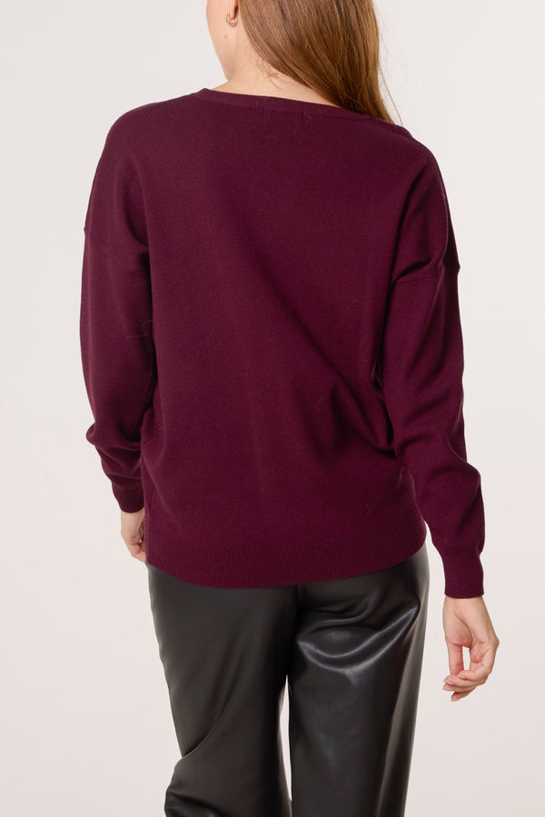 Qed London Crew Neck Fine Knit Jumper
