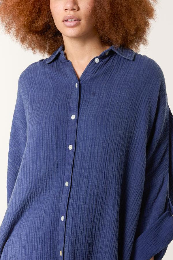 Qed London Crinkle Cotton Oversized Shirt