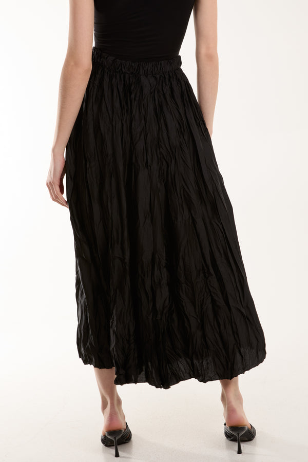 Qed London Crinkle Satin Midi Skirt