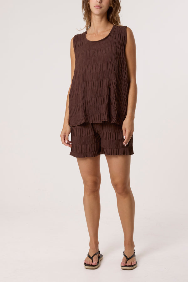Qed London Crinkle Sleeveless Top & Shorts Co-Ord