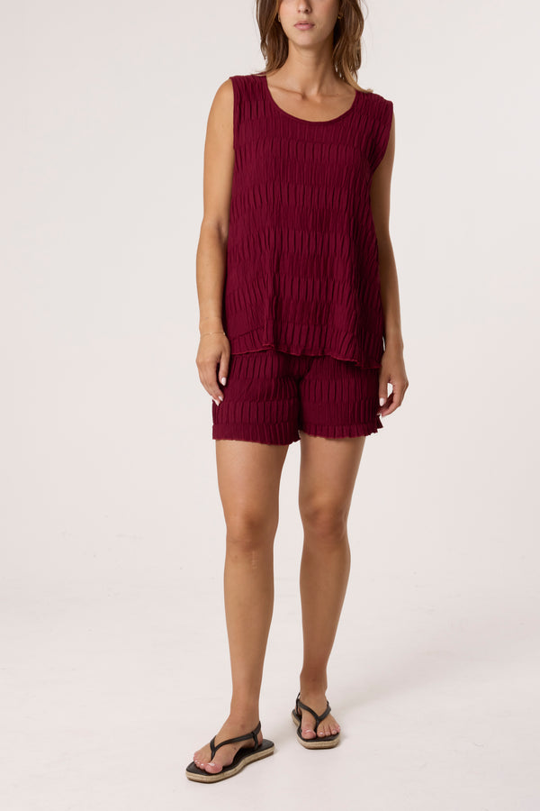 qed london Crinkle Sleeveless Top & Shorts Co-Ord